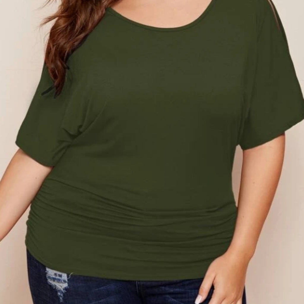 Plus Solid Split Sleeve Tee